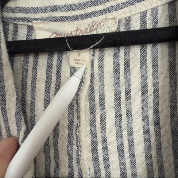 🌿 Mystree Striped Cotton Linen Shirt Dress | Size S - Picture 5 of 6